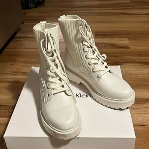 Worn once- Calvin Klein Samica Ivory Boot.